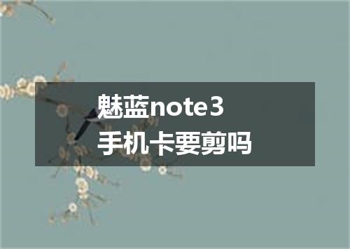 魅蓝note3手机卡要剪吗