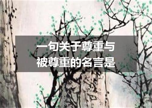 一句关于尊重与被尊重的名言是