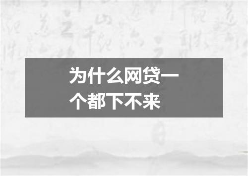 为什么网贷一个都下不来