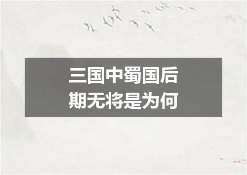 三国中蜀国后期无将是为何