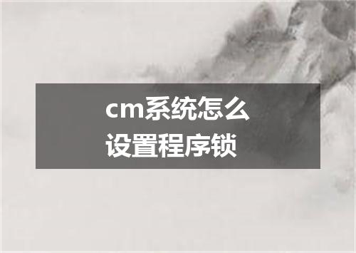 cm系统怎么设置程序锁