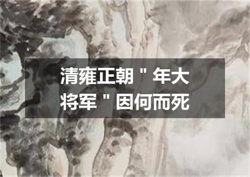 清雍正朝＂年大将军＂因何而死