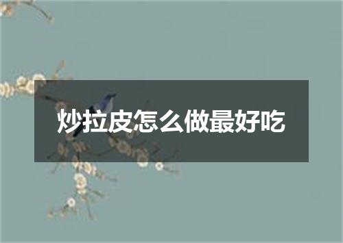 炒拉皮怎么做最好吃