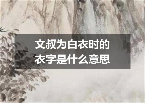文叔为白衣时的衣字是什么意思