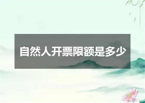 自然人开票限额是多少