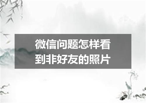 微信问题怎样看到非好友的照片