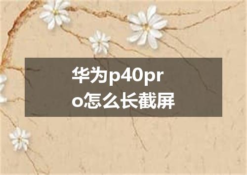 华为p40pro怎么长截屏