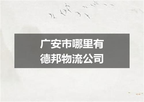 广安市哪里有德邦物流公司