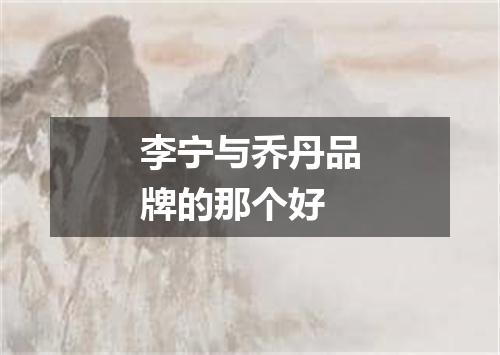 李宁与乔丹品牌的那个好