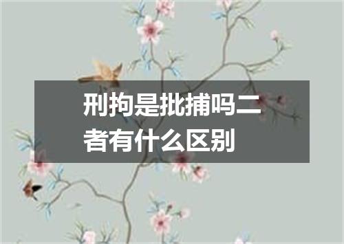 刑拘是批捕吗二者有什么区别