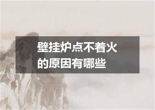 壁挂炉点不着火的原因有哪些