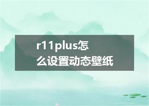r11plus怎么设置动态壁纸
