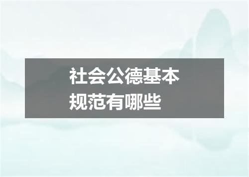 社会公德基本规范有哪些