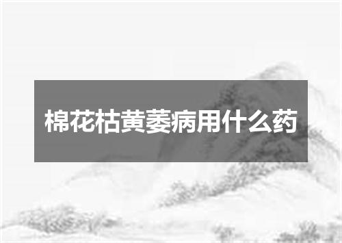 棉花枯黄萎病用什么药