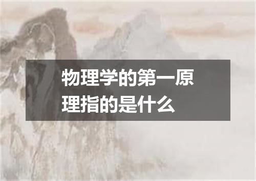 物理学的第一原理指的是什么