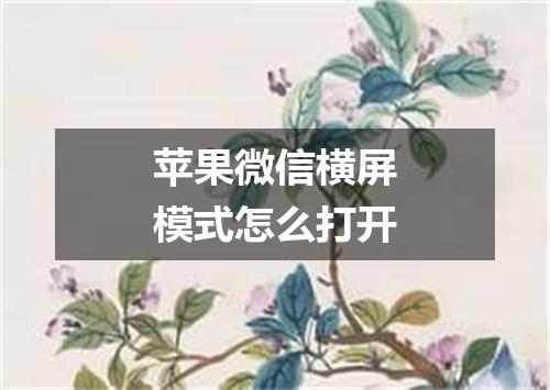 苹果微信横屏模式怎么打开