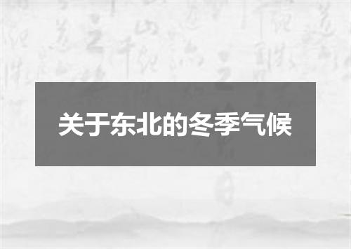 关于东北的冬季气候