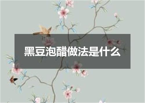 黑豆泡醋做法是什么