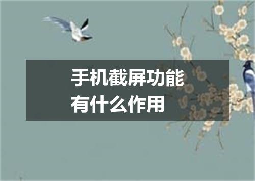 手机截屏功能有什么作用