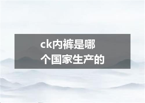ck内裤是哪个国家生产的