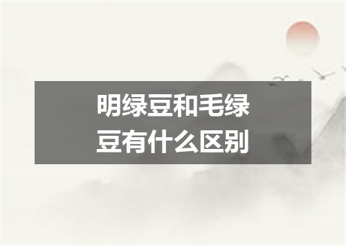 明绿豆和毛绿豆有什么区别