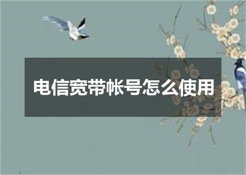电信宽带帐号怎么使用