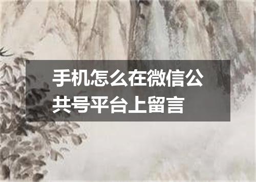 手机怎么在微信公共号平台上留言