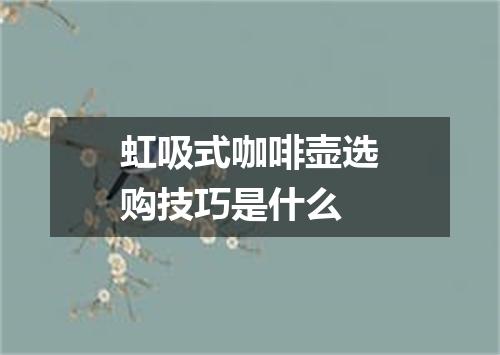 虹吸式咖啡壶选购技巧是什么