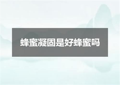 蜂蜜凝固是好蜂蜜吗