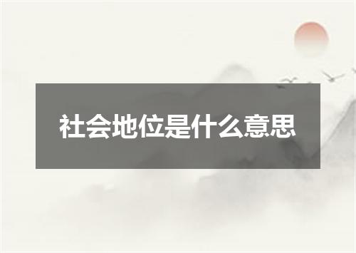 社会地位是什么意思