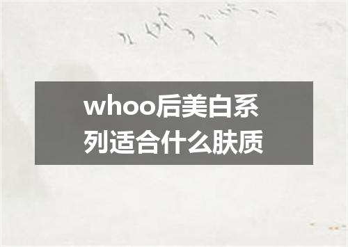whoo后美白系列适合什么肤质