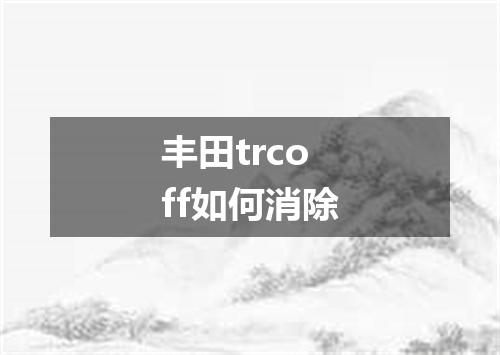 丰田trcoff如何消除