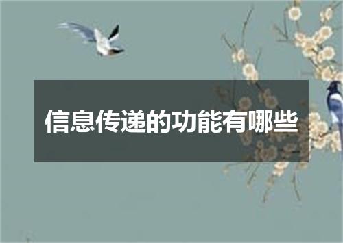 信息传递的功能有哪些