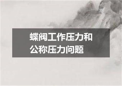 蝶阀工作压力和公称压力问题