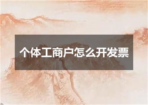 个体工商户怎么开发票