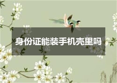 身份证能装手机壳里吗