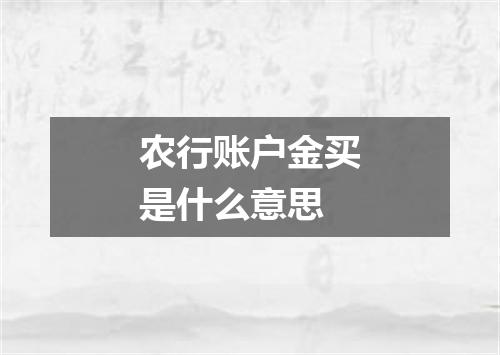 农行账户金买是什么意思