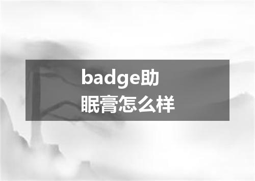 badge助眠膏怎么样