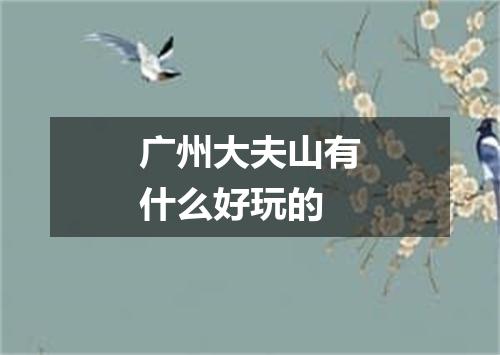 广州大夫山有什么好玩的