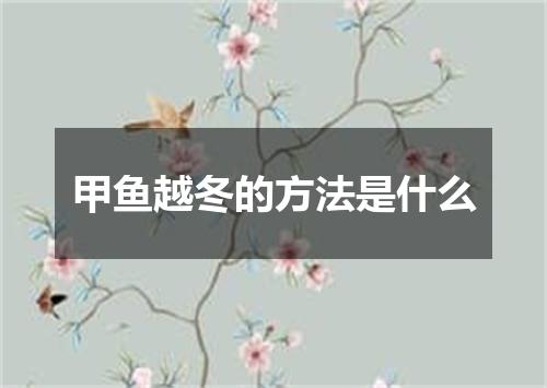 甲鱼越冬的方法是什么