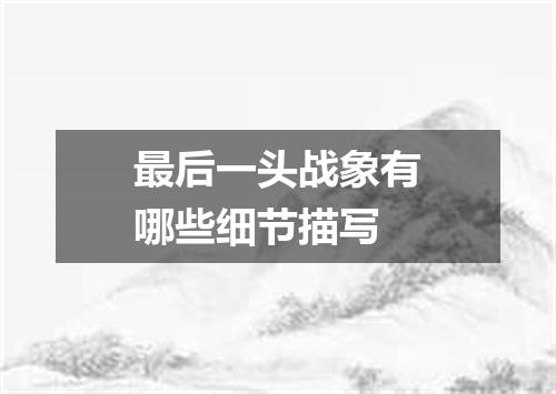 最后一头战象有哪些细节描写