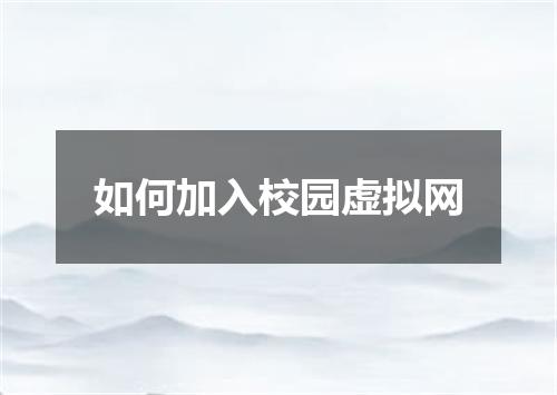 如何加入校园虚拟网