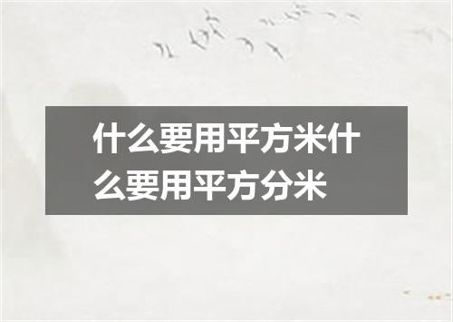 什么要用平方米什么要用平方分米