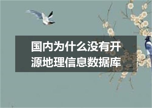 国内为什么没有开源地理信息数据库