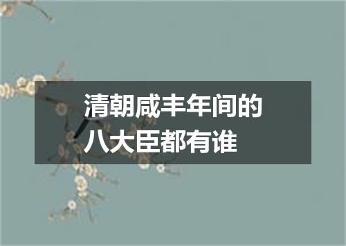 清朝咸丰年间的八大臣都有谁