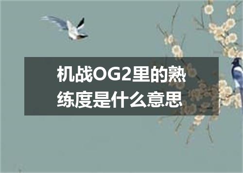 机战OG2里的熟练度是什么意思
