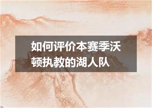 如何评价本赛季沃顿执教的湖人队