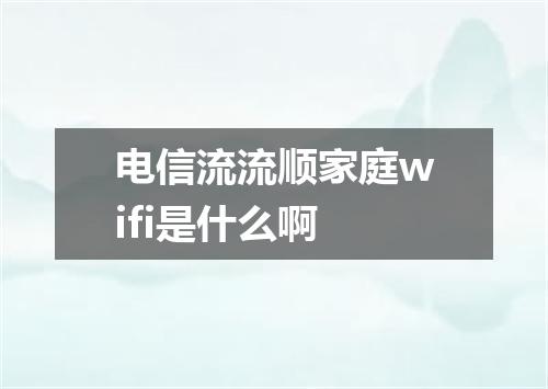 电信流流顺家庭wifi是什么啊