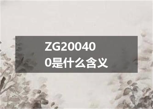 ZG200400是什么含义