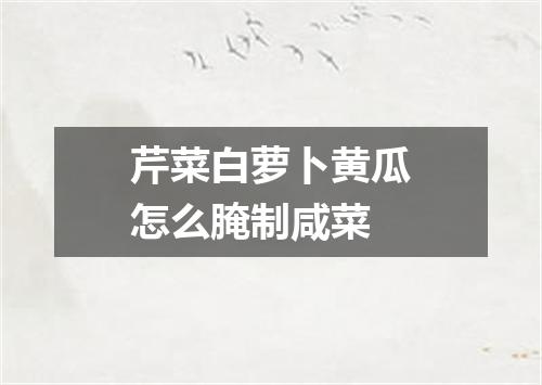 芹菜白萝卜黄瓜怎么腌制咸菜